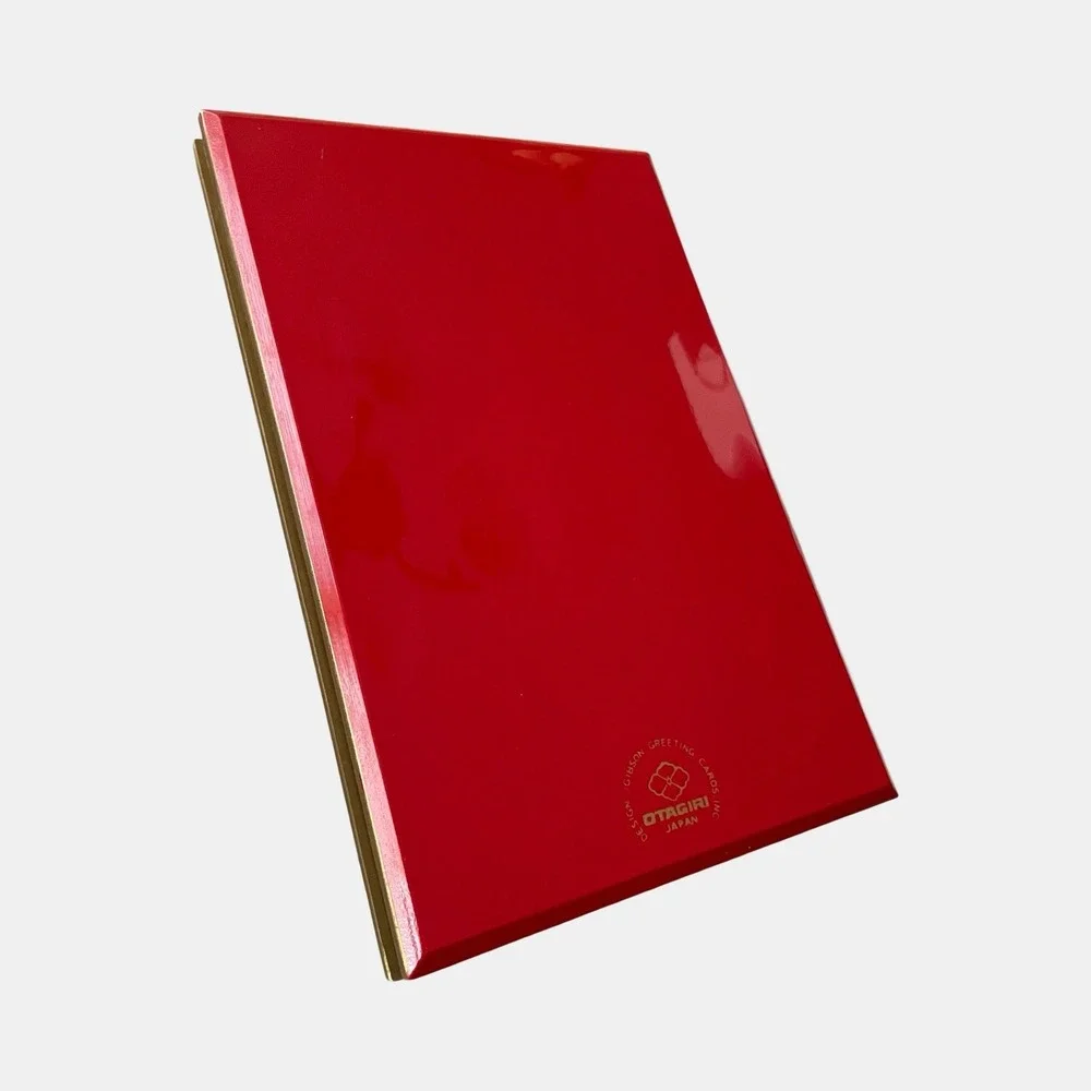 Vintage Gibson Greeting Otagiri Japan Red Lacquer Christmas Card Address Book